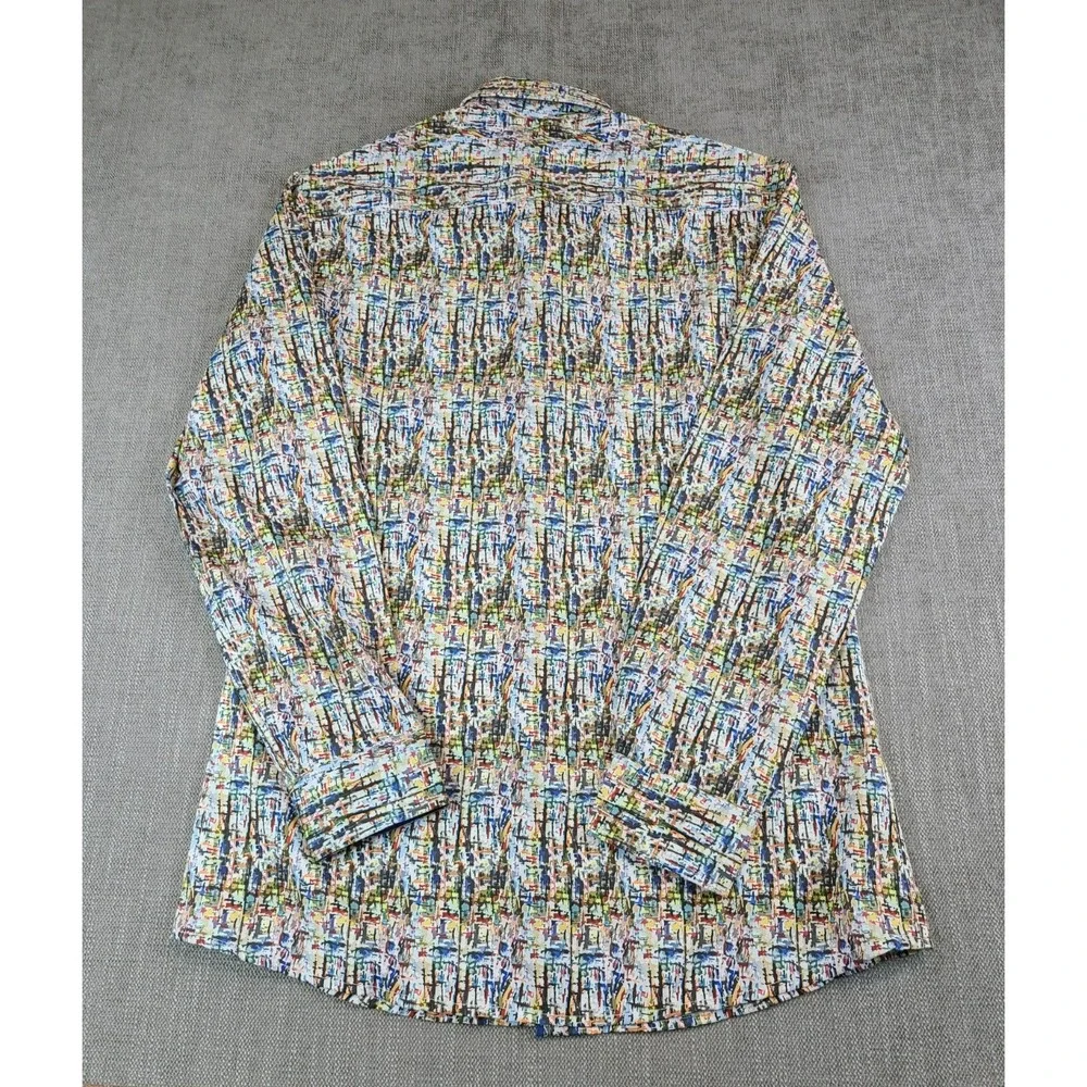 *NWT* Tom Baine Shirt Men S Colorful Performance Slim Fit Stretch Long Button Up - Picture 3 of 7